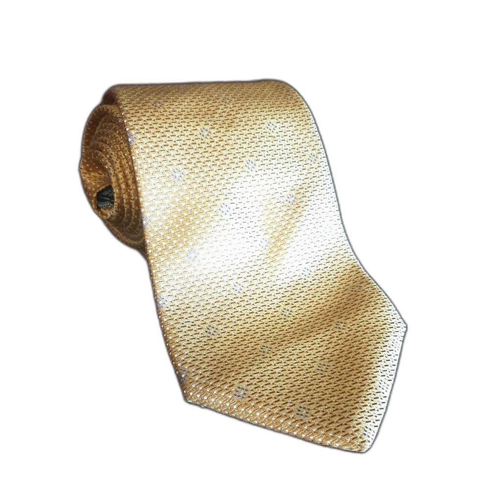 Josiah France Men's Woven Tie Golden Color 100% Silk Made in Italy